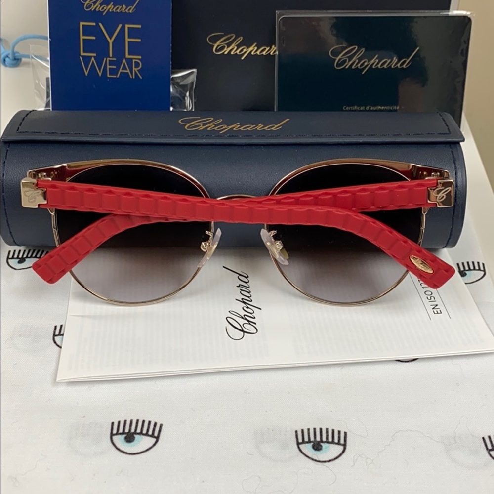 Chopard Gorgeous Red Gold Crystal Sunglasses New